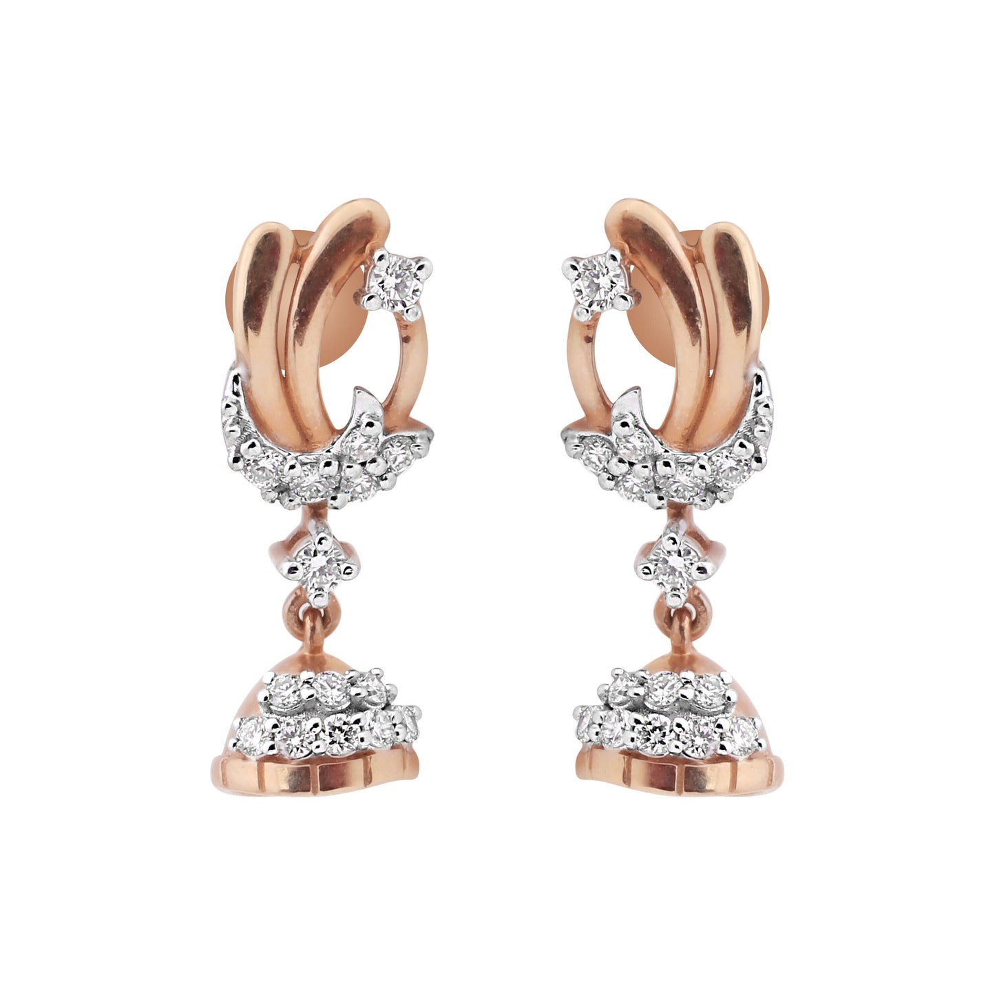IGI Certified 0.42 Ct Diamond Stud Earrings 18k Gold Tops For Jewellery