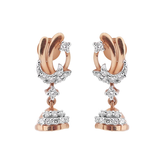 IGI Certified 0.42 Ct Diamond Stud Earrings 18k Gold Tops For Jewellery