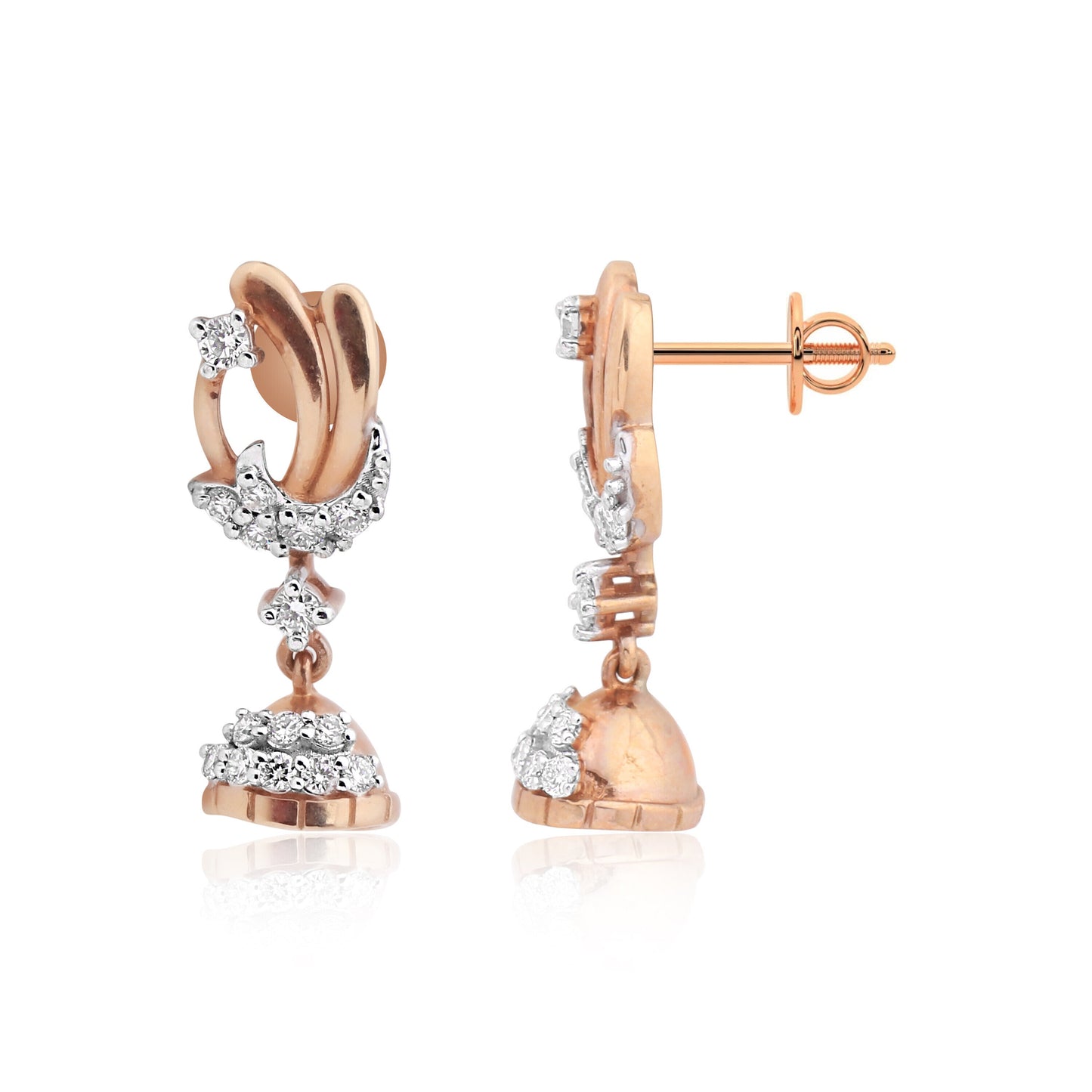 IGI Certified 0.42 Ct Diamond Stud Earrings 18k Gold Tops For Jewellery