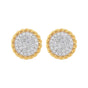 0.99 Ct Natural Diamond Stud Earrings G-H VS Round Brilliant 18K Gold Tops