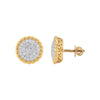 0.99 Ct Natural Diamond Stud Earrings G-H VS Round Brilliant 18K Gold Tops