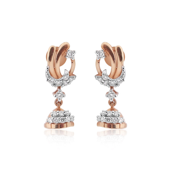 IGI Certified 0.42 Ct Diamond Stud Earrings 18k Gold Tops For Jewellery
