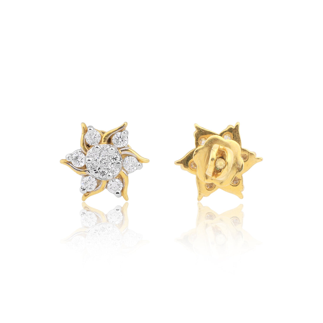 IGI Certified 0.59 Ct Diamond Earrings H-I I1-I2 Round 18K Gold Jewellery