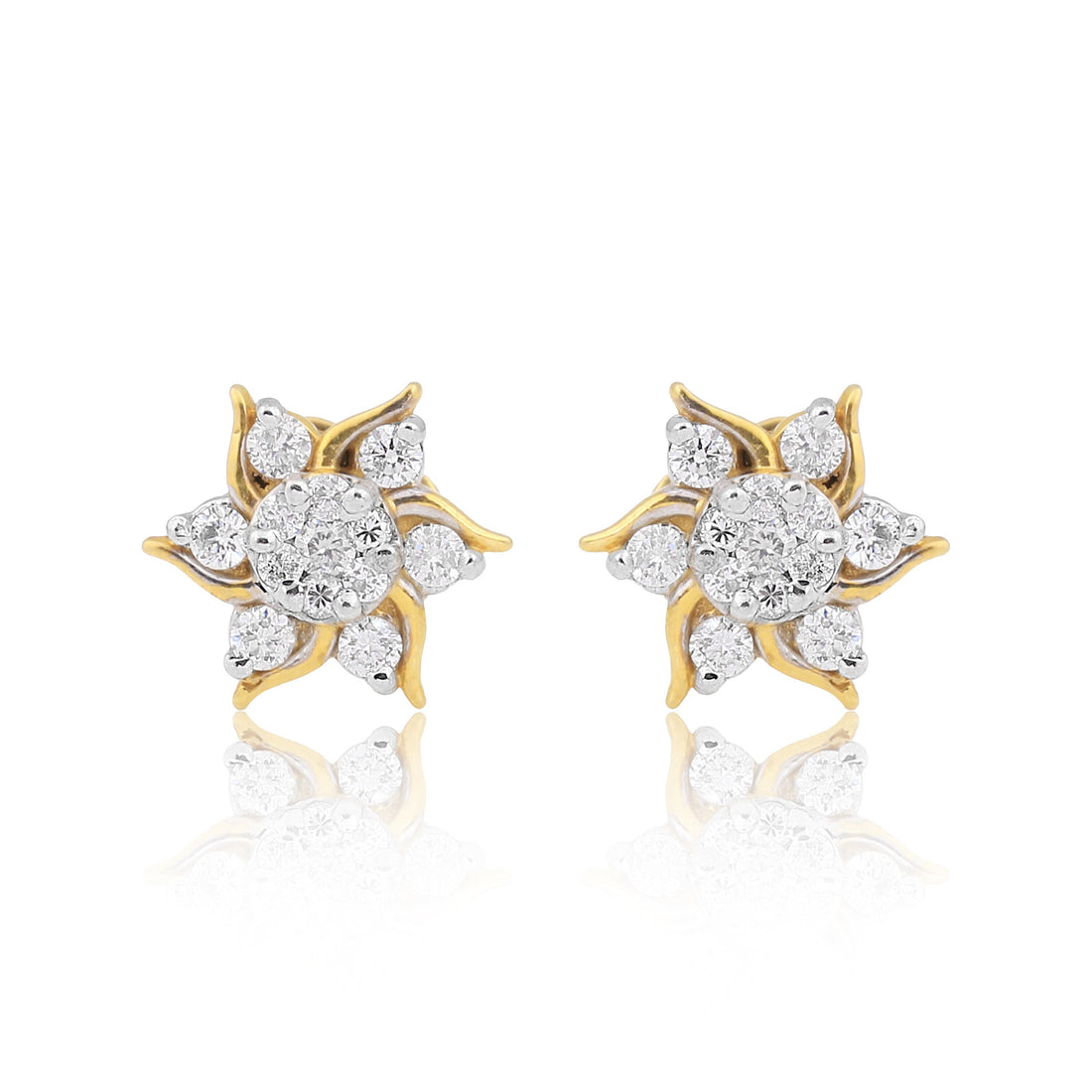 IGI Certified 0.59 Ct Diamond Earrings H-I I1-I2 Round 18K Gold Jewellery