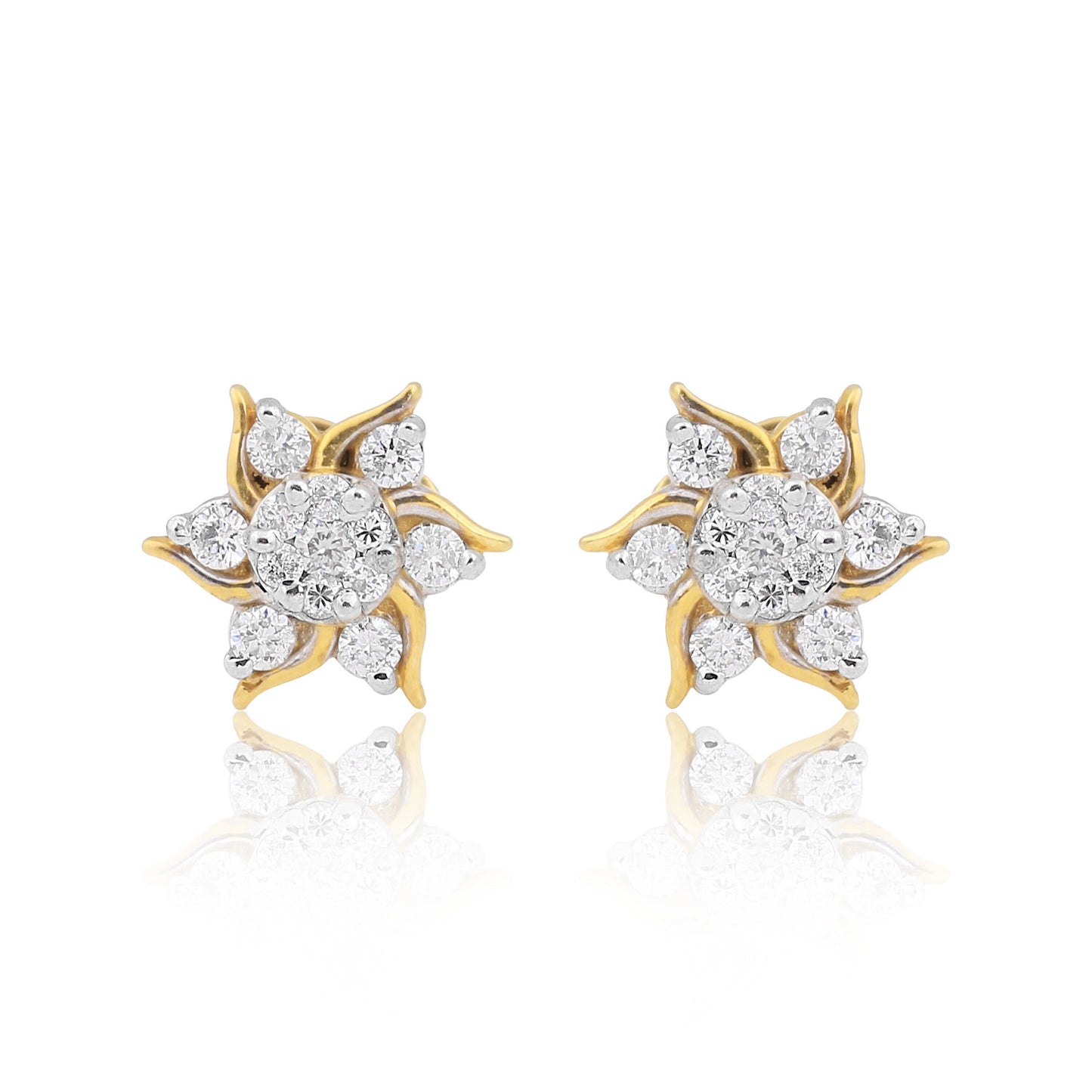 IGI Certified 0.59 Ct Diamond Earrings H-I I1-I2 Round 18K Gold Jewellery
