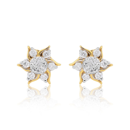 IGI Certified 0.59 Ct Diamond Earrings H-I I1-I2 Round 18K Gold Jewellery