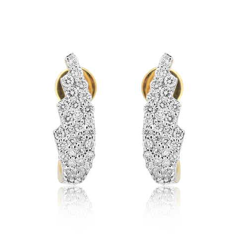 0.43 Ct Brilliant Cut Diamond Stud Earrings IGI Certified G-H VS 18K Gold
