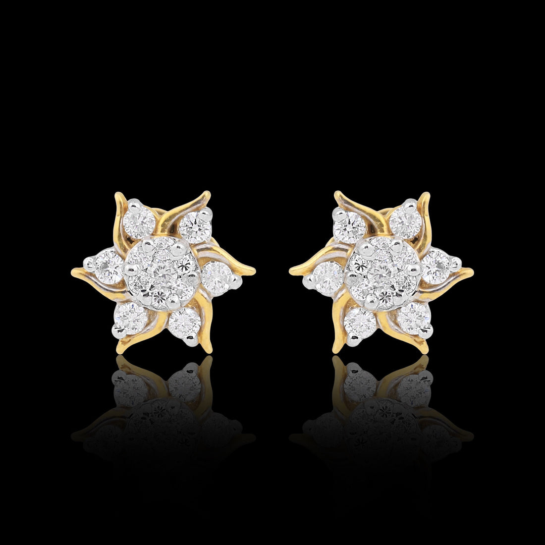 IGI Certified 0.59 Ct Diamond Earrings H-I I1-I2 Round 18K Gold Jewellery