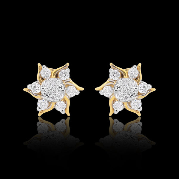 IGI Certified 0.59 Ct Diamond Earrings H-I I1-I2 Round 18K Gold Jewellery