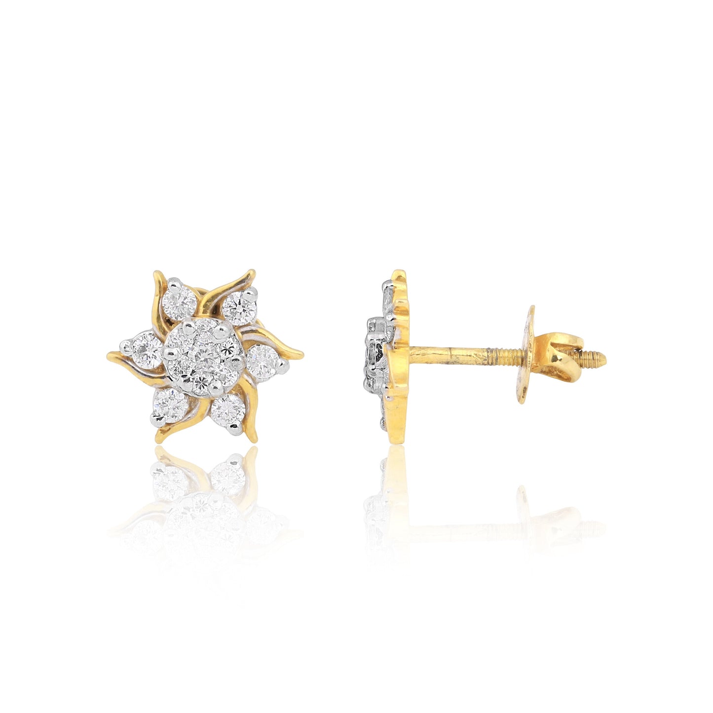IGI Certified 0.59 Ct Diamond Earrings H-I I1-I2 Round 18K Gold Jewellery