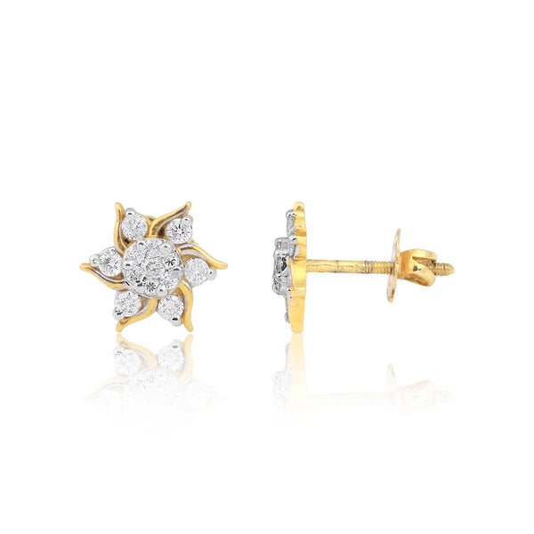 IGI Certified 0.59 Ct Diamond Earrings H-I I1-I2 Round 18K Gold Jewellery