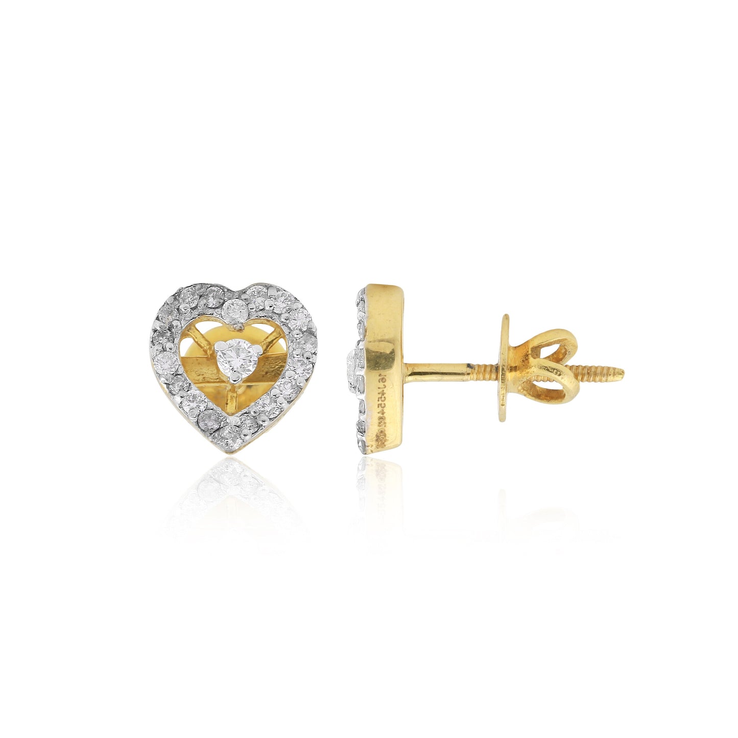 0.44 Ct Round Diamond Earrings IGI Certified G-H-I SI2-I1 18K Gold Jewellery