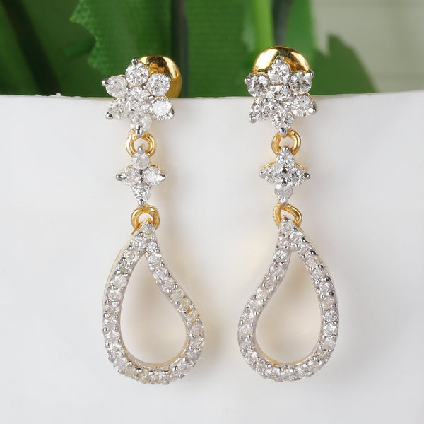 Certified 18K Yellow Gold Diamond Stud Earrings 0.90 Ct. for Women