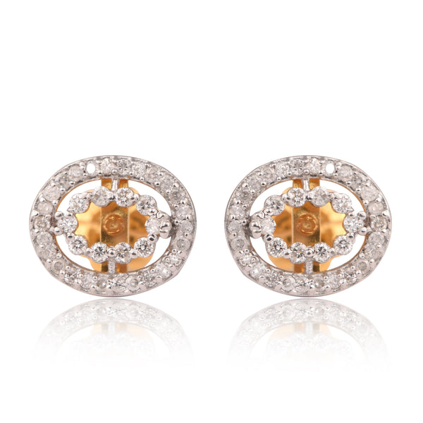 Luxury 0.65 Ct Diamond Stud Earrings IGI Certified H-I SI-I1 Round 18K Gold