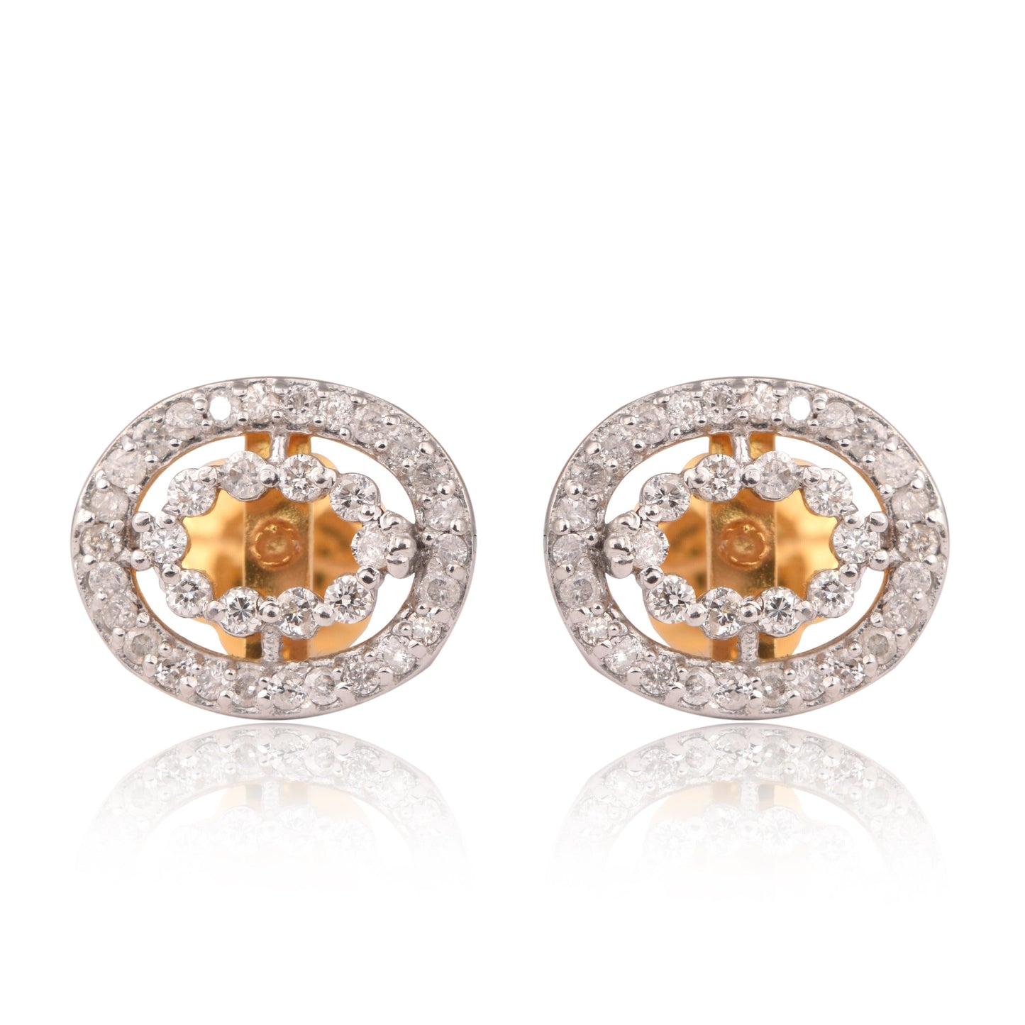 Luxury 0.65 Ct Diamond Stud Earrings IGI Certified H-I SI-I1 Round 18K Gold