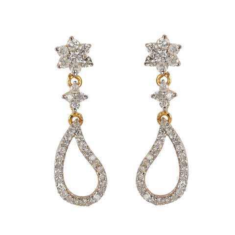 Certified 18K Yellow Gold Diamond Stud Earrings 0.90 Ct. for Women