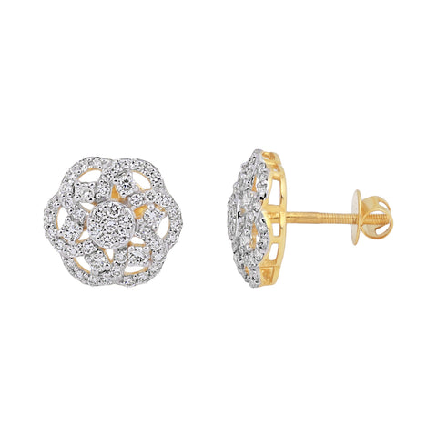 Stunning 1.12 Ct Diamond Stud Earrings IGI Certified G-H VS 18K Gold Gift