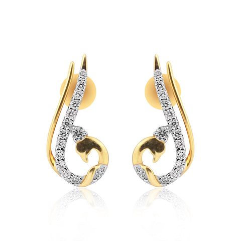 0.47 Ct Natural Diamond Stud Earrings IGI Certified G-H VS Round 18K Gold Tops