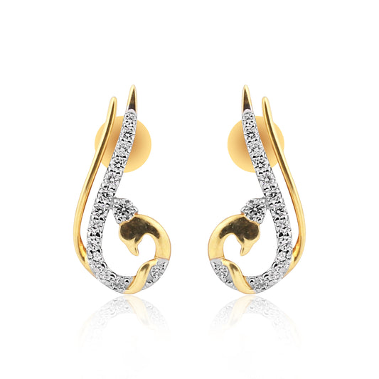 0.47 Ct Natural Diamond Stud Earrings IGI Certified G-H VS Round 18K Gold Tops