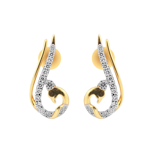 0.47 Ct Natural Diamond Stud Earrings IGI Certified G-H VS Round 18K Gold Tops