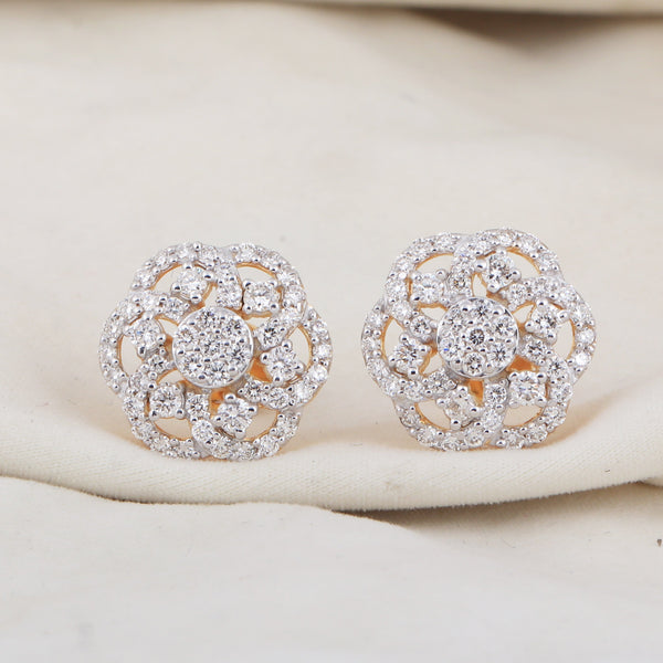 Stunning 1.12 Ct Diamond Stud Earrings IGI Certified G-H VS 18K Gold Gift