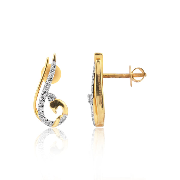 0.47 Ct Natural Diamond Stud Earrings IGI Certified G-H VS Round 18K Gold Tops