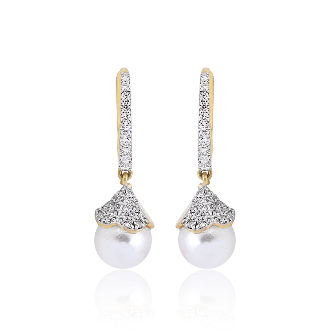 Elegant 0.78 Ct Natural Diamond Earrings IGI Certified H-I VS 18K Gold Tops