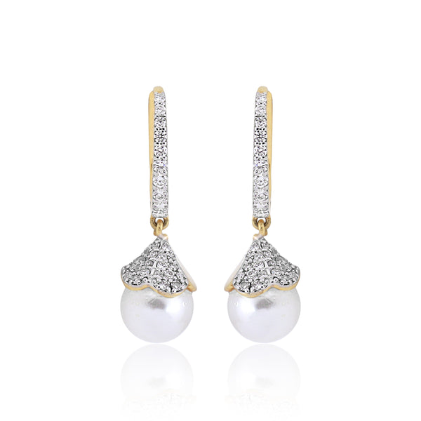 Elegant 0.78 Ct Natural Diamond Earrings IGI Certified H-I VS 18K Gold Tops