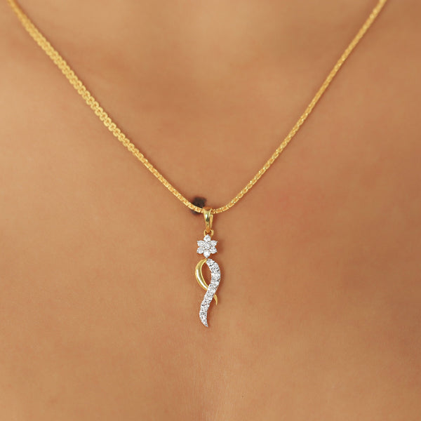 Elegant 18K Gold Pendant with 0.29 Ct IGI Certified Natural Diamond Jewellery - view 2