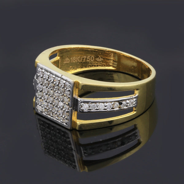 Premium Men's Diamond Ring 0.49 Ct 18K Gold IGI Certified H-I SI Statement Ring