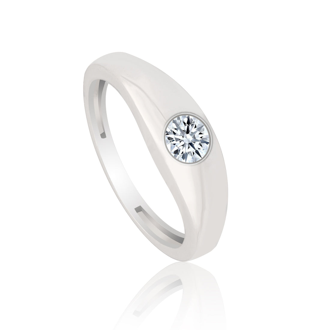 0.50 Ct Natural Diamond Gents Ring 18K Gold IGI Certified J-K Color I1 Clarity