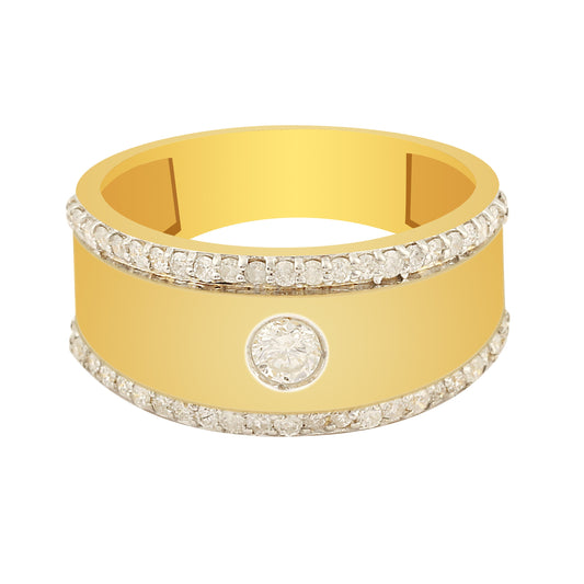 Luxury Men's Diamond Ring 0.67 Ct 18K Gold IGI Certified H-I SI Fine Jewellery