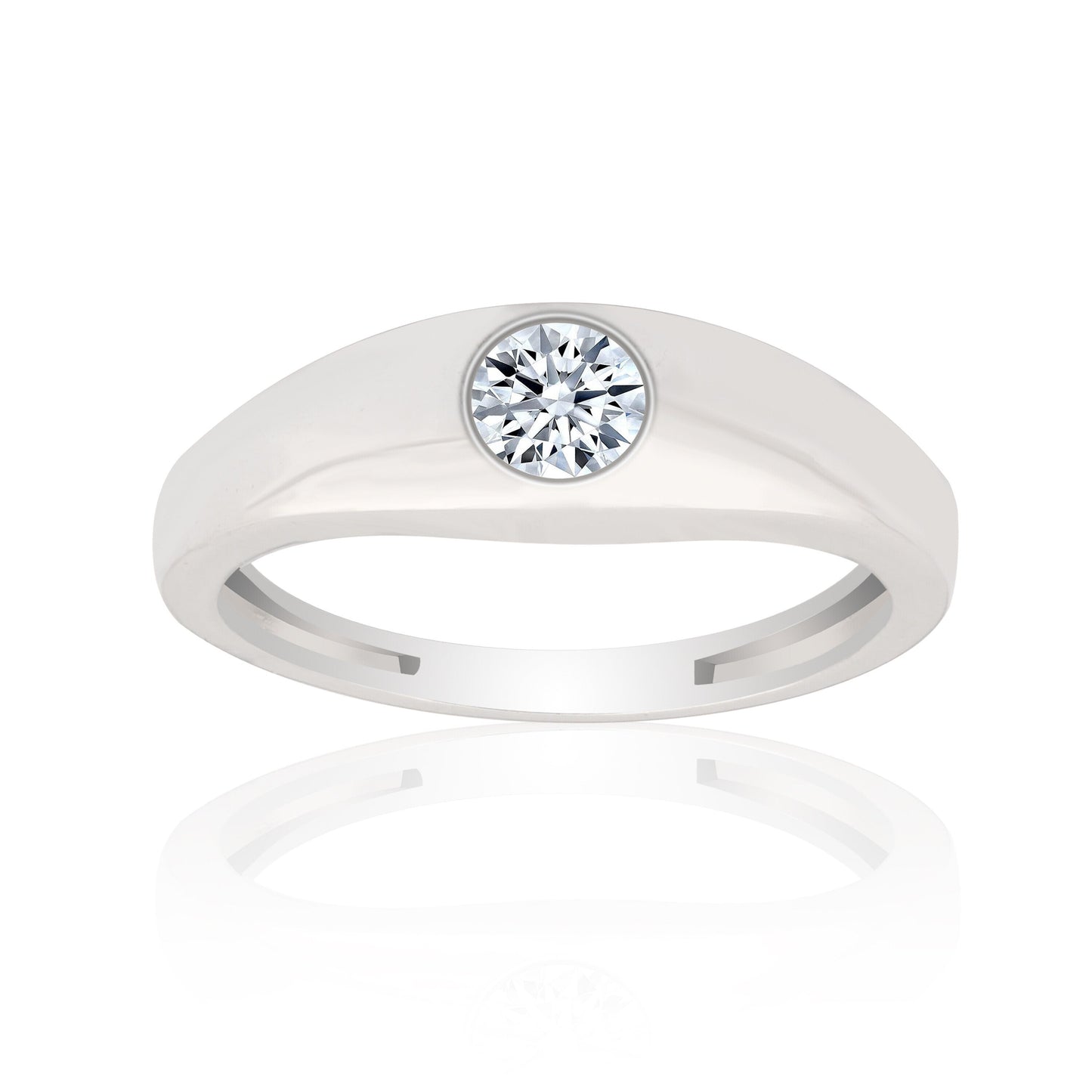 0.50 Ct Natural Diamond Gents Ring 18K Gold IGI Certified J-K Color I1 Clarity