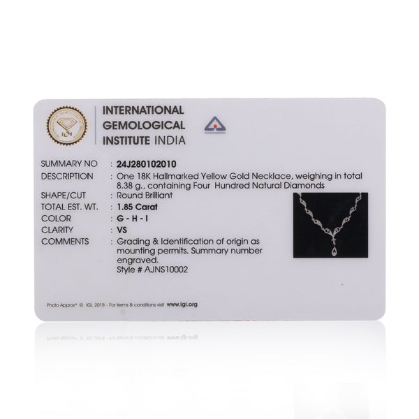 IGI Certified 18K Gold Diamond Set 2.20 Ct G-H-I VS Premium Women Jewellery Set - view 5