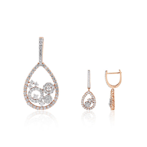 IGI Certified Natural Diamond Pendant Set 1.66 CT VS Clarity G-H-I 18k Gold