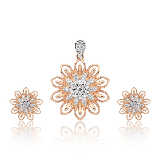 IGI Certified Diamond Pendant Necklace Set 0.71 CT 18K Gold Natural Diamonds