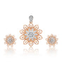 IGI Certified Diamond Pendant Necklace Set 0.71 CT 18K Gold Natural Diamonds