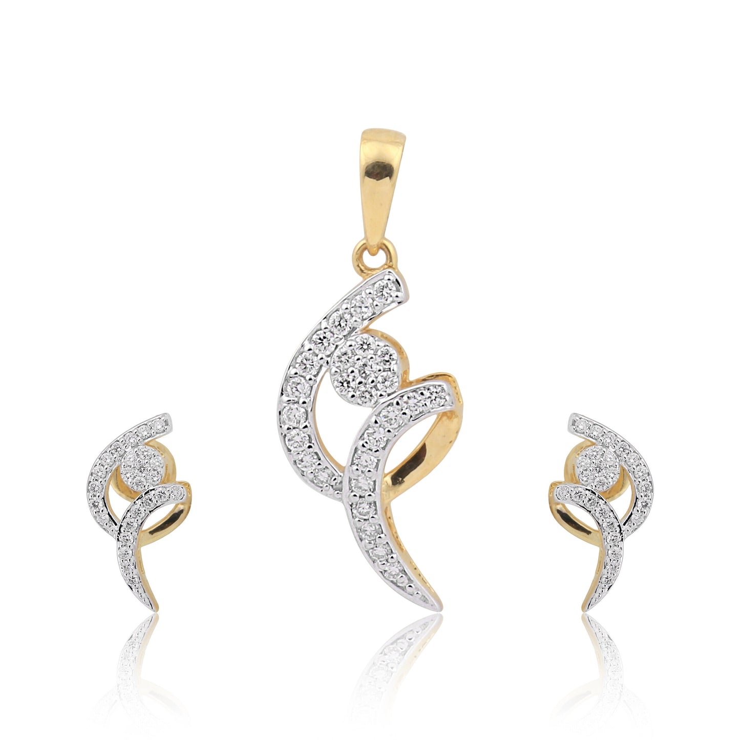IGI Certified 18K Gold Diamond Necklace Pendant Set 0.71 Ct H-I VS Jewellery
