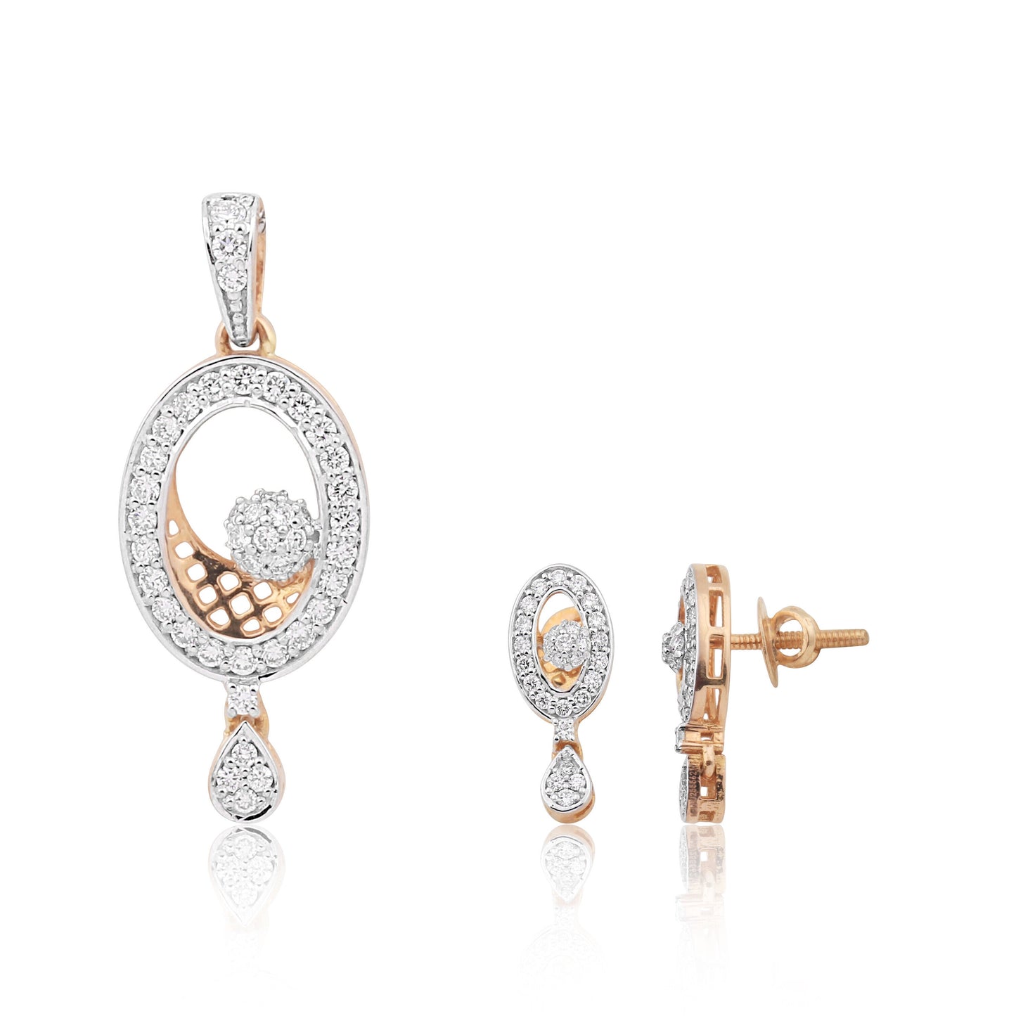 IGI Certified Diamond Pendant Set 2.08 ct 18K Gold Natural Diamond Jewellery - view 2