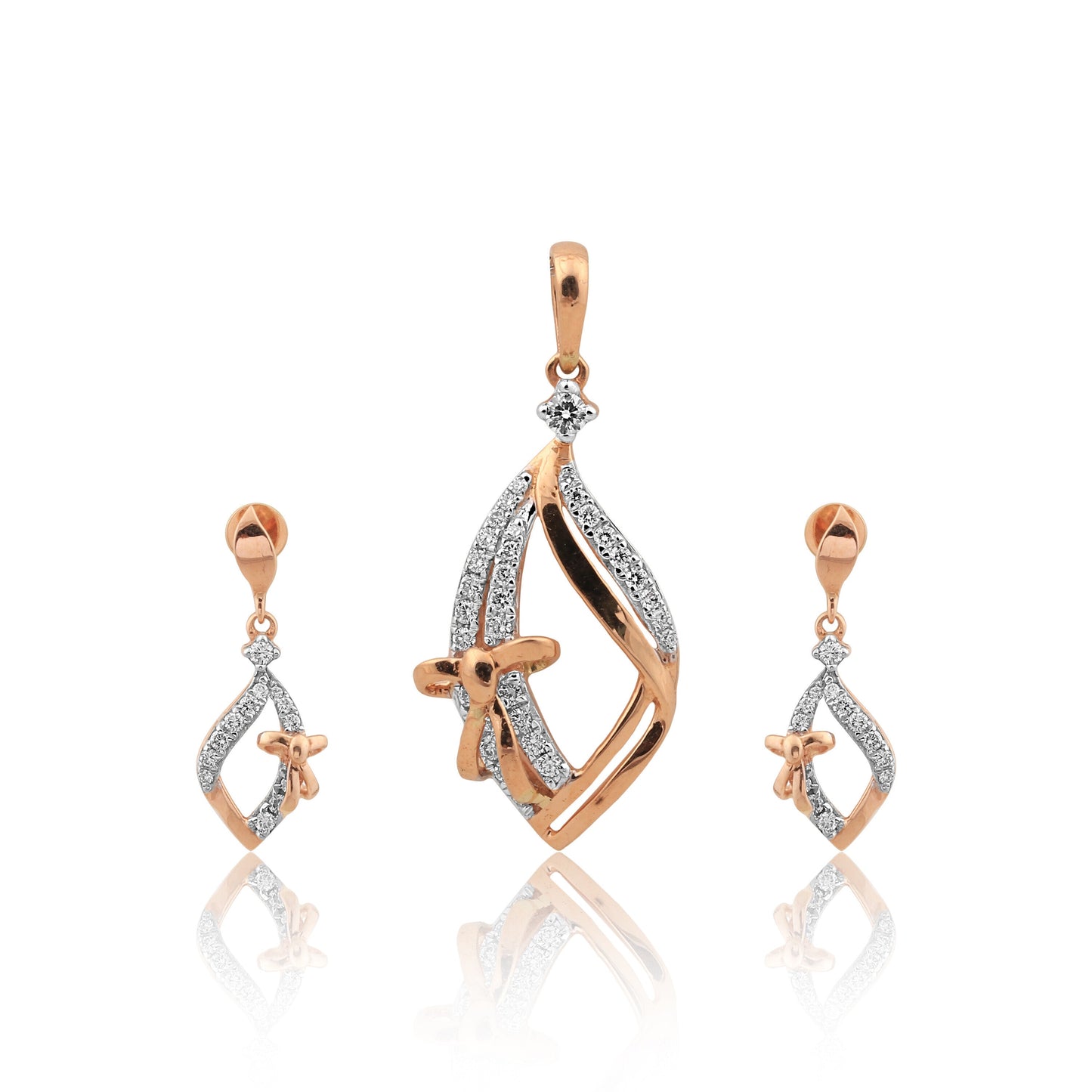 0.94 Ct Natural Diamond Pendant Set 18K Gold G-H-I VS Jewellery for Women - view 3
