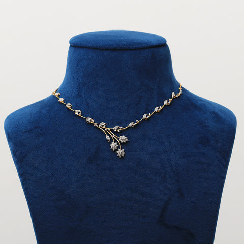 Natural Diamond Necklace Set with Earrings 18K Yellow Gold 1.60 Ct IGI Certified