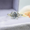 2.90 Ct Certified Emerald Cut Solitaire White Moissanite Ring For Women 18K Gold Plated