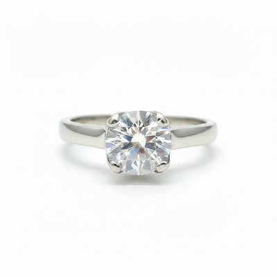 1.30 ct DEW Certified Cushion Cut White Moissanite Solitaire Ring For Wife 18K Gold Pla 18K Gold Plated