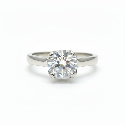 1.30 Ct Certified Cushion Cut White Moissanite Solitaire Ring For Wife 18K Gold Pla 18K Gold Plated