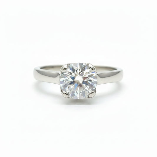 1.30 Ct Certified Cushion Cut White Moissanite Solitaire Ring For Wife 18K Gold Pla 18K Gold Plated