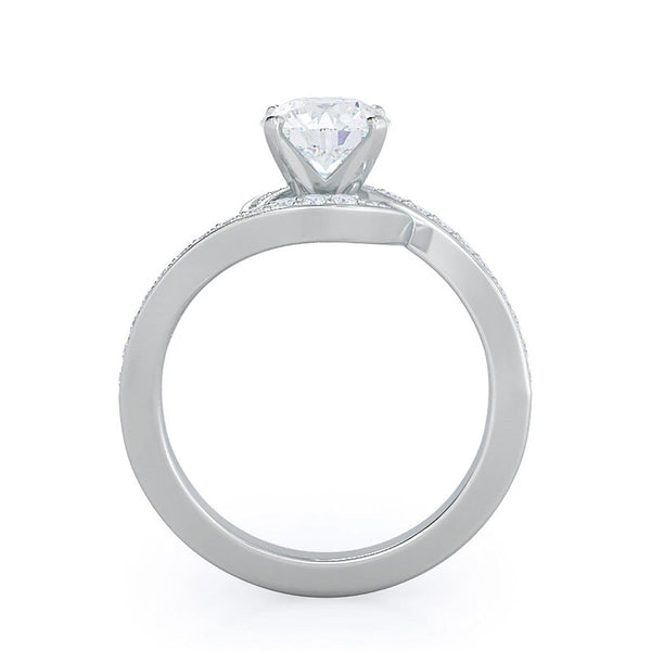 3.20 Ct Certified Round Cut Off White Moissanite Ring In Birthday Gift 18K Gold Pla 18K Gold Plated