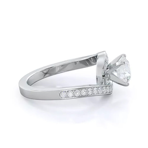 3.20 Ct Certified Round Cut Off White Moissanite Ring In Birthday Gift 18K Gold Pla 18K Gold Plated