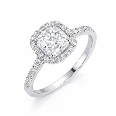 2 Ct Cushion Cut Lab Grown Diamond Ring — VS1 Clarity, 18k Gold Vermeil