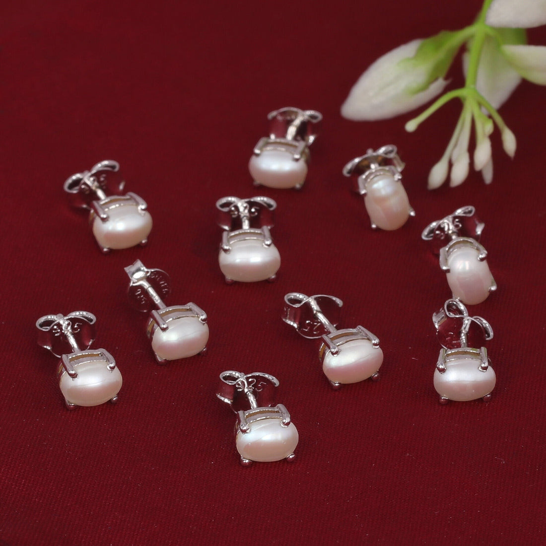 65 Ct Natural White Pearl Earrings - GEMHUB - View 6