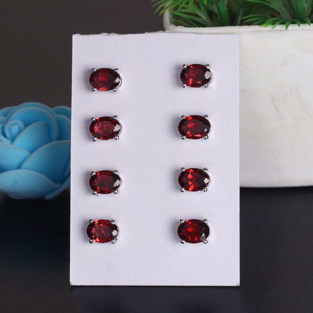65 Ct Natural Red Garnet Earrings - GEMHUB